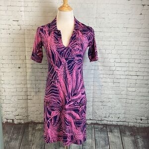 Tori Richard Pink and Purple Mini Dress